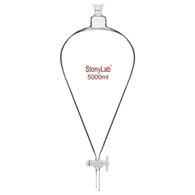 Image of stonylab Borosilicate Glass 5000 ml Heavy Wall Conical Separatory Funnel with 24/29 Joints and PTFE Stopcock,