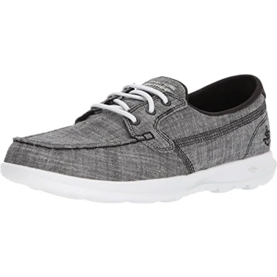 Image of Skechers Women&#039;s Go Walk Lite 15433 Boat Shoe,Black/White,4 UK(37 EU)