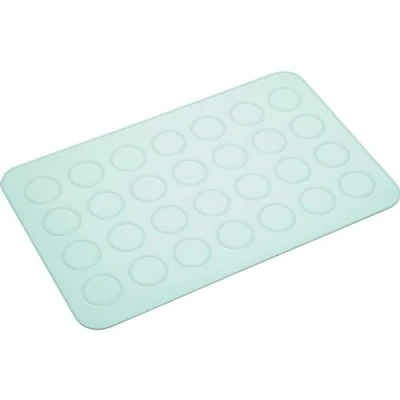 Image of KitchenCraft Macaron Baking Mat with Recipe, 28 Mould Silicone Sheet, 36 x 23cm, Blue