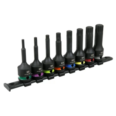 Image of Sealey Premier Spline Impact Socket Bit Set 8pc 1/2&quot;Sq Drive