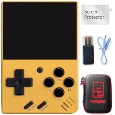 Image of Miyoo Mini V4 Retro Game Console,Portable Handheld Video Console ，2.8 inch IPS Screen 750x560 Resolution with 128GB Card 12000+ Games, Linux System (Yellow, 128G)
