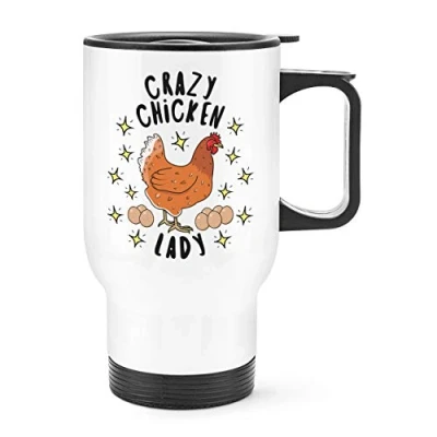 Image of Crazy Chicken Lady Stars Travel Mug Cup with Handle