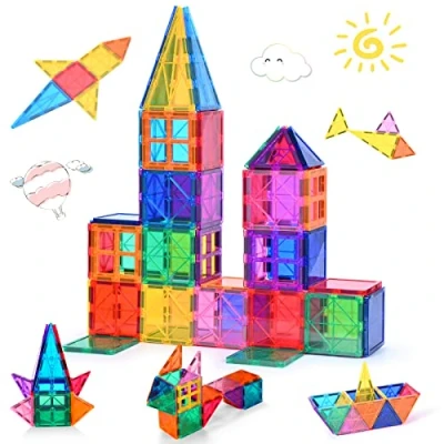 Image of voltenick Magnetic Building Blocks Tiles 42PCS 3D Stronger Construction Toys for Kids STEM Creativity Educational Gifts 3+ Year Olds (42 PCS)