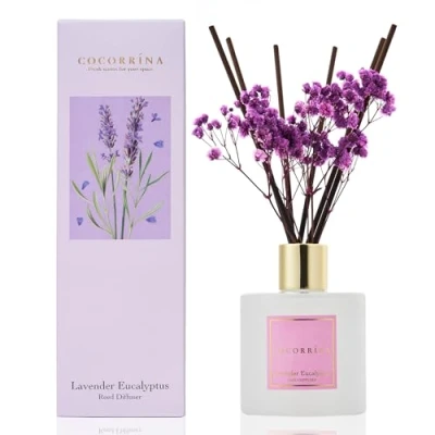 Image of Cocorrína Reed Diffuser Sets 200ml Lavender Eucalyptus with 8 Sticks Home Fragrance for Bedroom Bathroom Living Room, &amp; Office Decor