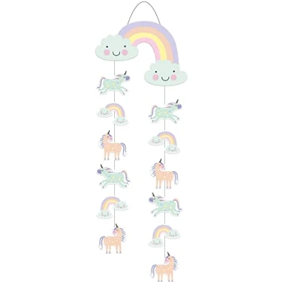 Image of Folat Unicorns &amp; Rainbows 68297 Hanging Decoration 30 x 85 cm Multi Coloured