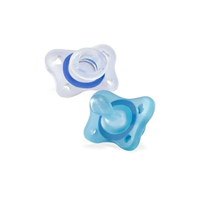 Image of chicco Physio Forma Mini Soft Teat Blue 2 6 m 100% Silicone Pack of 2, Multicoloured