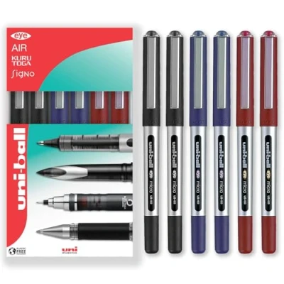Image of uni ball Eye Micro UB 150 Gel Ink Pen 0.5 mm In Gift Box (Pack of 6, Multicolor)