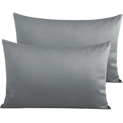 Image of NTBAY 2 Pack 500 Thread Count 100% Egyptian Cotton Pillow Cases, Super Soft Cozy and Breathable Envelope Closure Standard Pillowcases, 50x75 cm, Grey
