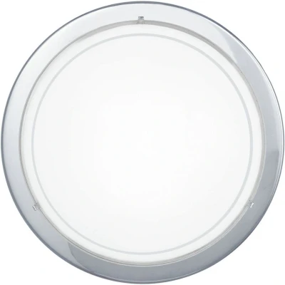 Image of Eglo Planet 1 Ceiling lamp, Flame Wall Light, Steel Colour: Chrome, Glass: White Lacquered, Socket: E27