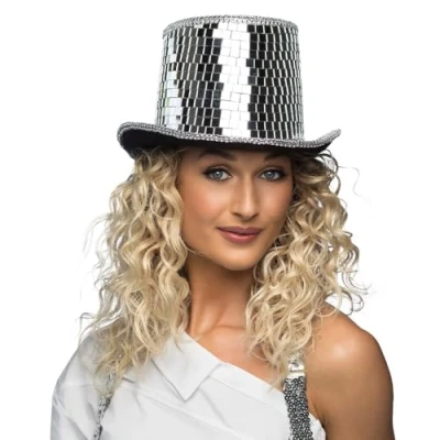 Image of Boland 00746 Disco Hat Headpiece for Adults, Glitter Ideal Festival, Carnival or Theme Party