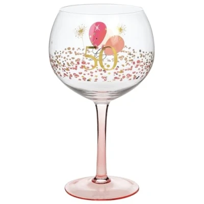 Image of Shudehill Giftware Rush Blossom Special Birthday Gin Glass (50th)