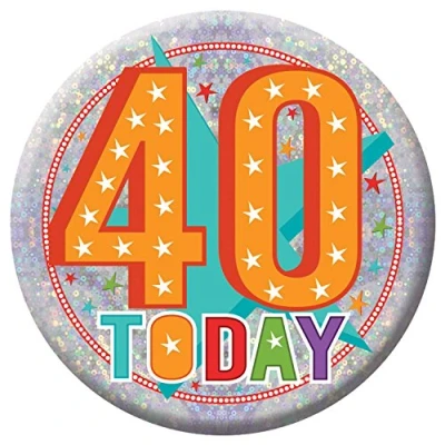 Image of Amscan 9900836 Badge Lge Holog Hapy 40Th Bd