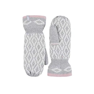 Image of HEAT HOLDERS Ladies Thick Fleece Lined Insulated Warm Knitted Winter Thermal Mittens (One Size, Light Grey)