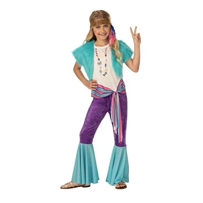 Image of Rubie&#039;s 701085L000 Hippy Girl Kids Fancy Dress, Multicolor, Large