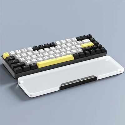 Image of Attack Shark 68 Keys Acrylic Wrist Rest, CNC Aluminum Alloy Palm Transparent Arm 60% Layout Gaming Mechanical Keyboard Ergonomic Support, Anti Slip Base Matte Black