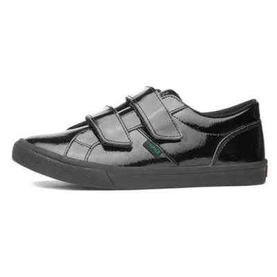 Image of Kickers Kody Kids Black Leather Patent School Shoe Size 12.5 Child UK