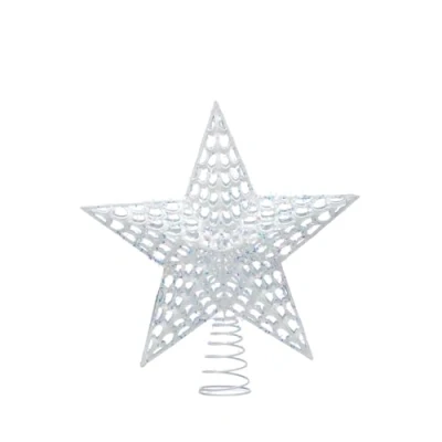 Image of Festive Productions 30cm White 5 Pointed Cut Out Pattern Plastic Christmas Tree Topper Deluxe Decoration
