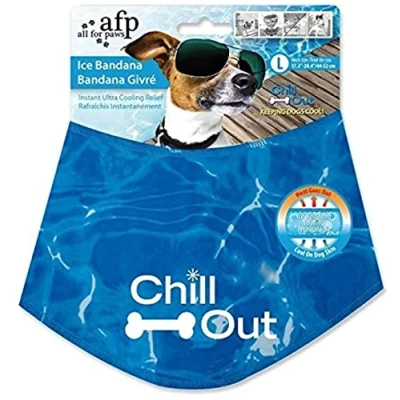 Image of ALL for PAWS Chill Out Dog Ice Bandana, Instant Cooling Pet Breathable Scarf Cat Collar Summer, Blue, Neck Girth 44 52 cm /17.3 20.4 Inch(Large)