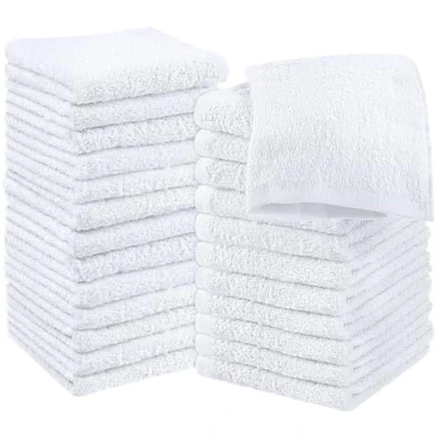 Image of Utopia Towels Cotton Washcloths Set 30 x cm, White 100% Ring Spun Cotton, Premium Quality Flannel Face Cloths, Highly Absorbent and Soft Feel Fingertip (24 Pack, White)