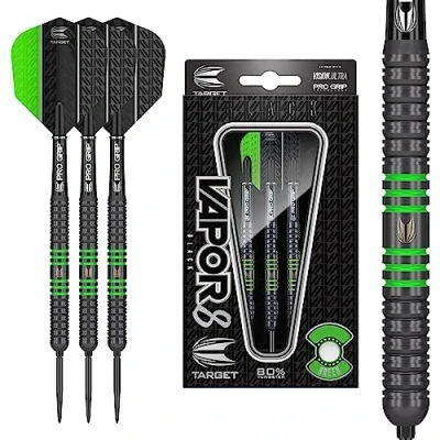 Image of Target Darts Vapor 8 Black 23G Green 80 Percent Tungsten Steel Tip Set
