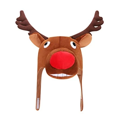 Image of Funny Christmas Hat Headgear Novelty Reindeer Decoration Secret Santa Gift Thanksgiving/Xmas Fancy Dress Costume Party Headwear for Adults Teens