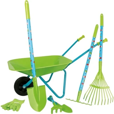Image of Small Foot Großes Gartenset aus Holz und Metall, mit Schubkarre, Spaten, Harke UVM, ab 3 Jahren, 12014 Tools Toys, Multicoloured, 28.7 x 4.3 27.7