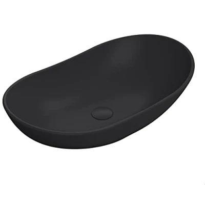 Image of nuie NBV459 Luxe Vessel Modern Bathroom Round Countertop Basin Sink, 155 x 615 360mm, Matt Black