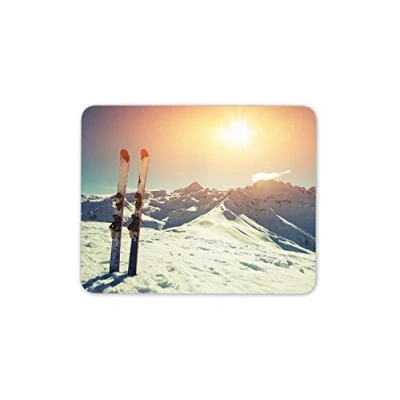 Image of Destination Vinyl ltd Skiing Mouse Mat Pad Ski Mountain Snowy Ski&#039;s Xmas Computer PC #8112