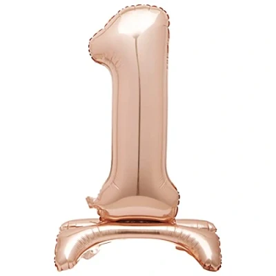 Image of 1 Shaped Rose Gold Foil Balloon (76cm) Stunning Free Standing Party Decor Perfect for Memorable Milestone Events Pc