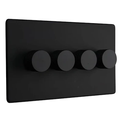 Image of Dowsing &amp; Reynolds Quadruple LED Dimmer Light Switch 4 gang 2 way 5 150W Matt Black
