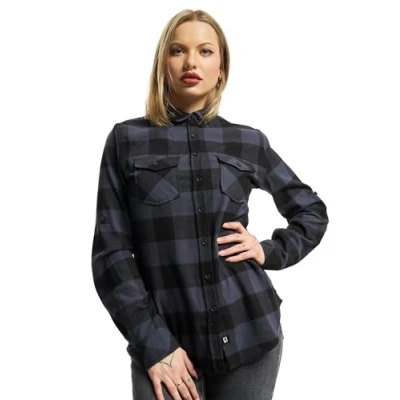 Image of Brandit Flanell Buttondown blouse, Women&#039;s, Size: Large, Black grey