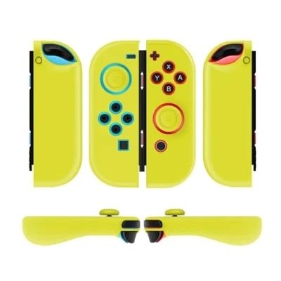 Image of TNP Joycon Case for Nintendo Switch Silicone Joy Con &amp; Oled Protective Controller Cover with Thumb Grip Caps (Yellow)
