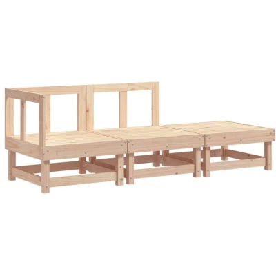 Image of vidaXL 3 Piece Garden Lounge Set Solid Wood Pine