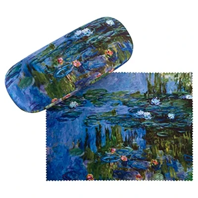 Image of VON LILIENFELD Glasses Case Claude Monet Waterlilies Present Cleaning Cloth Spectacle Cases Lightweight Stable Flowers Art