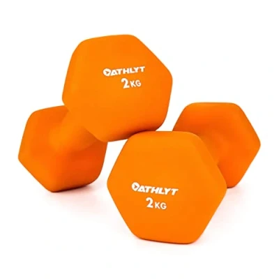 Image of Athlyt Neoprene Dumbbell Weights, 2 X 2kg, 02# Orange