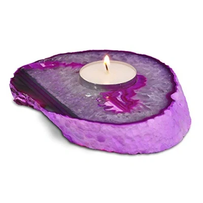 Image of Agate Tea Light Candle Holder Lights Included! (Pink)