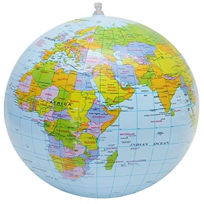 Image of Leling Inflatable Globe Ball, Blow Up Of The World, World Atlas Map Earth Educational, Pvc Beach Ball