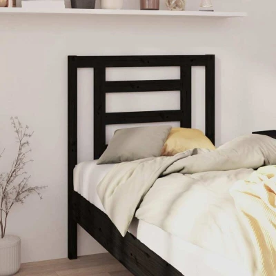 Image of Bed Headboard Black 81x4x100 cm Solid Wood Pine Vidaxl