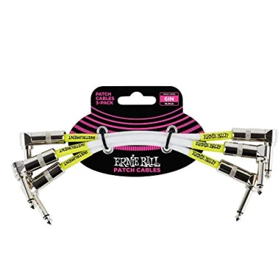 Image of Ernie Ball 6 inch Angle/Angle Patch Cable 3 Pack White