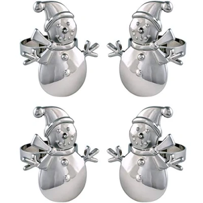 Image of WeRChristmas Set of 4 Snowman Napkin Holders, Multi Colour, 6cm
