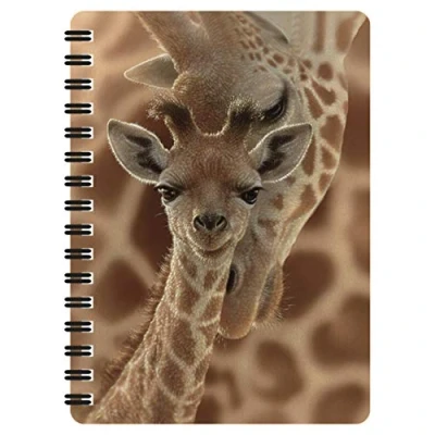 Image of 3D LiveLife Jotter Newborn from Deluxebase. Lenticular Giraffe A6 Spiral Notebook with Plain Recycled Paper Pages. Artwork Licensed Renowned Artist Collin Bogle