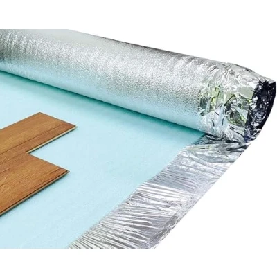 Image of Wood &amp; Laminate Underlays Floor Leveling Damp Proof Membrane Properties 2mm 3mm and 5mm Thickness Heat Insulation Sound Proofing By KK (3mm DPM Silver (1m x 7.5m))