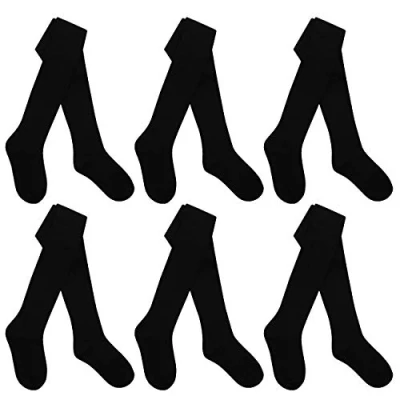 Image of 6 Pairs I.L.C.K Girls Back To School Plain Cotton Rich Tights Navy 13 years Black