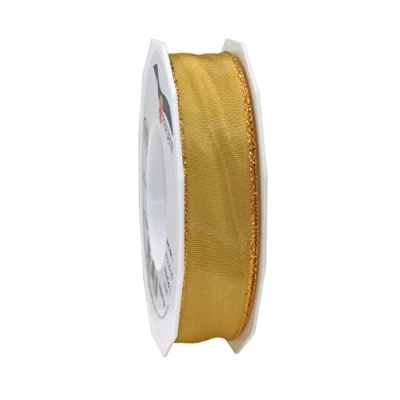 Image of Präsent Manhattan Wired Taffeta Ribbon Gold 25 m Roll mm width