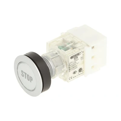 Image of Schlegel 23.000.307 Push Button Silver Coloured, Clear Cap, Identification Plate Stop, Contact Sensor 1 N/O Contact, Screw Connection