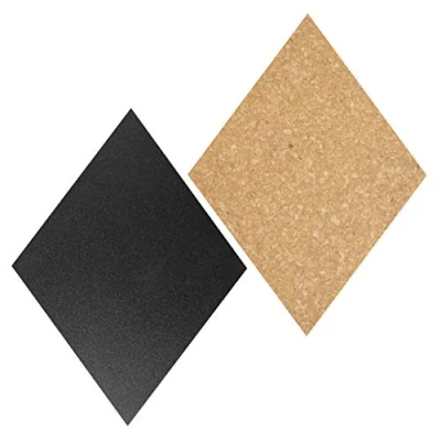 Image of Securit Diamond Shaped Wall Mounted Cork Board &amp; Chalk Set, 3 x Board, 4 Blackboard Self Adhesive Memo Bulletin Boards for School of Office
