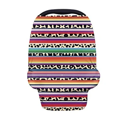 Image of Binienty Baby Car Seat Covers, Multifuctional Infants Carseat Canopy for Boys Girls, Serape Leopard Print Stretchy Stroller Cover