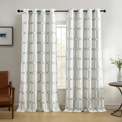 Image of Elrene Home Fashions Kaiden Geometric Room Darkening Window Curtain, Single Panel, 52&quot; W x 95&quot; L (1 Panel), Slate Blue