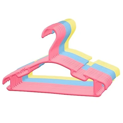 Image of MantraRaj 40 Pack Plastic Nursery Hangers Multicoloured Kids With Space Saving Hooks More Storage for Children Clothes Dresses Nonslip, Strong &amp; Durable Baby Tubular