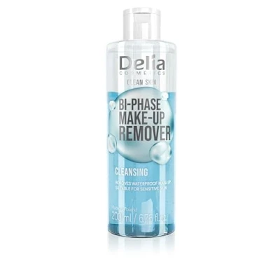 Image of Delia Cosmetics Clean Skin Cleansing Two Phase Makeup Remover for Face and Eye Area All Types Removes Waterproof Non Irritating Vegan Formula 200ml